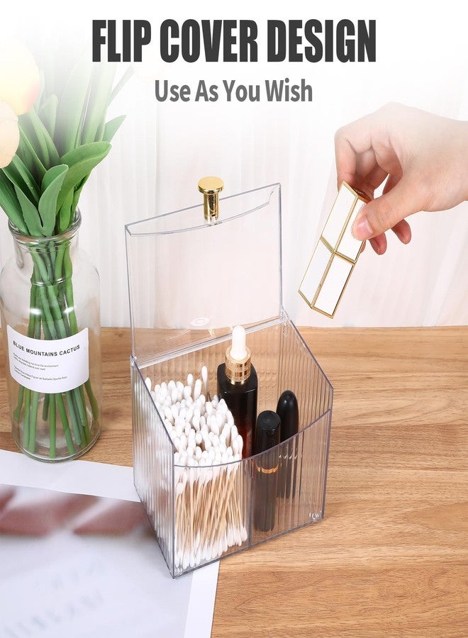 Jaarssho 2-Grid Qtip Holder Dispenser,Transparent Cotton Ball Holder,Clear Bathroom Organizer with Lid Guest Bathroom Essentials for Cotton Swabs and Balls Container Cosmetics Storage for Vanity - Image 5